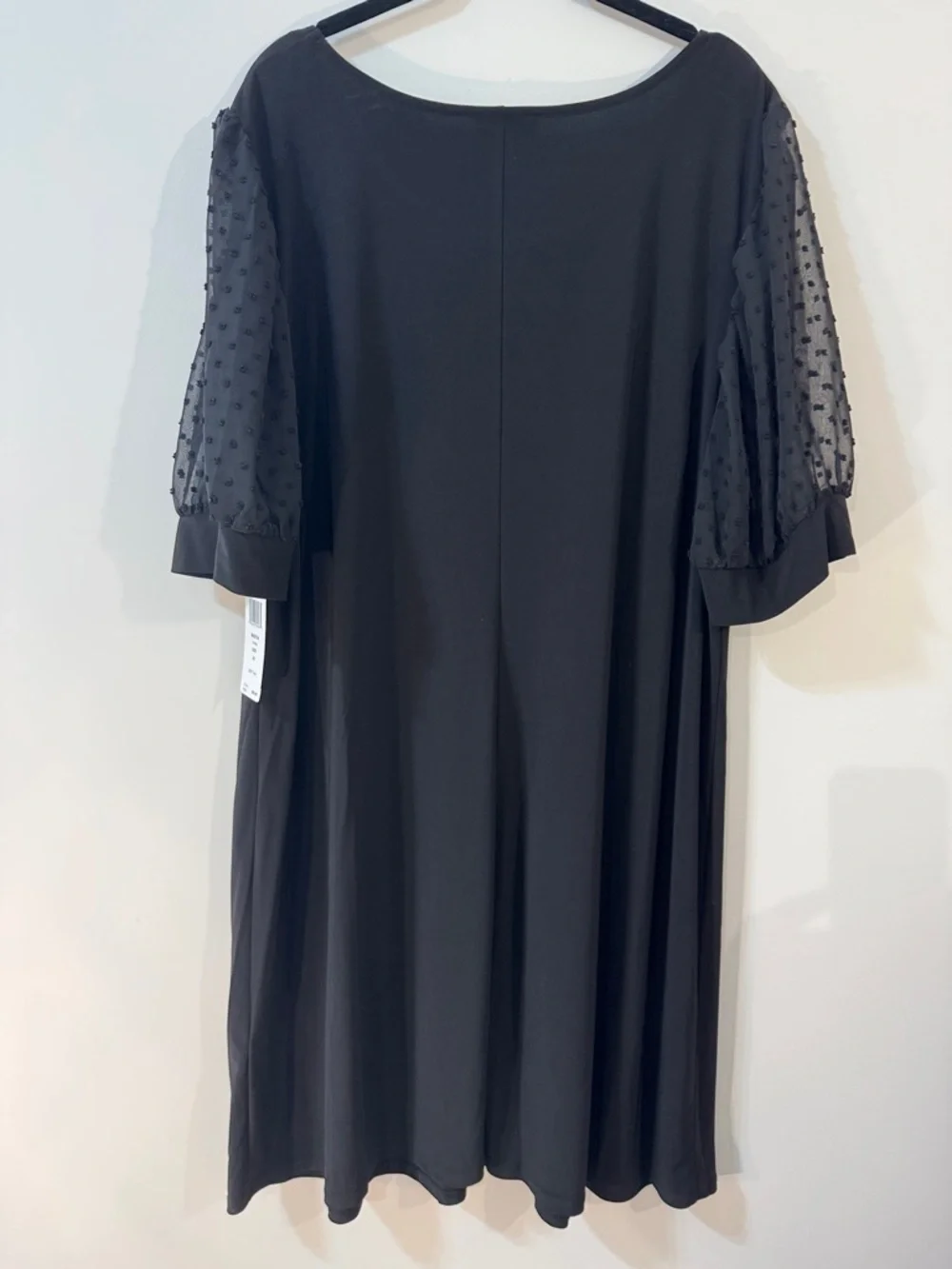 Womens MSK Short Sleeve Clip Dot Band Round Neck Shift Dress